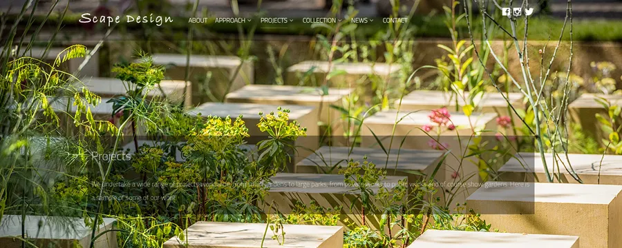 Capture — la page « Projects » de scapedesign.com